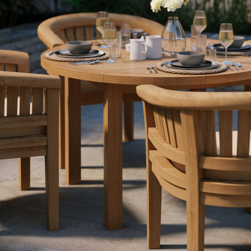 Teak Set 120cm Maximus Round Fixed Table with 4 San Francisco Chairs