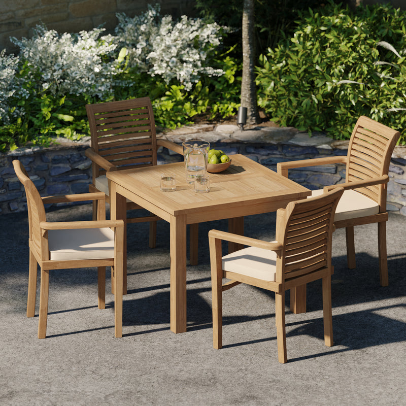 Teakholz Gartenmöbel-Set – quadratischer Gartentisch 90 cm mit Oxford