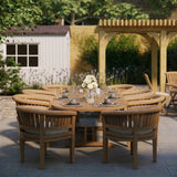 Teak Garden Furniture Set Oval 200-300cm Extendable Table (8 San Francisco Chairs) Cushions included.
