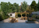 Muebles de jardín de teca ovalados mesa extensible de 180-240 cm tablero de 4 cm (8 sillas Hampton) incluidos cojines.