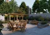 Teak garden furniture oval 180-240cm extendable table 4cm top (8 Hampton chairs) including cushions.