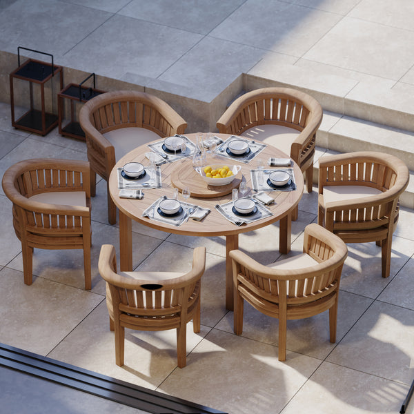 Luxor 150cm Round Table Table, 4cm Top (6 San Francisco Chairs) Cushions included.