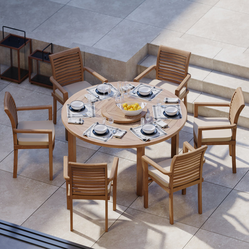Luxor 150cm Round Table 4cm Top (6 Oxford Stacking Chairs) Cushions included.