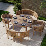 Luxor 150cm Round Teak Table 4cm Table Top (2 San Francisco Benches, 2 San Francisco Chairs) Cushions included.