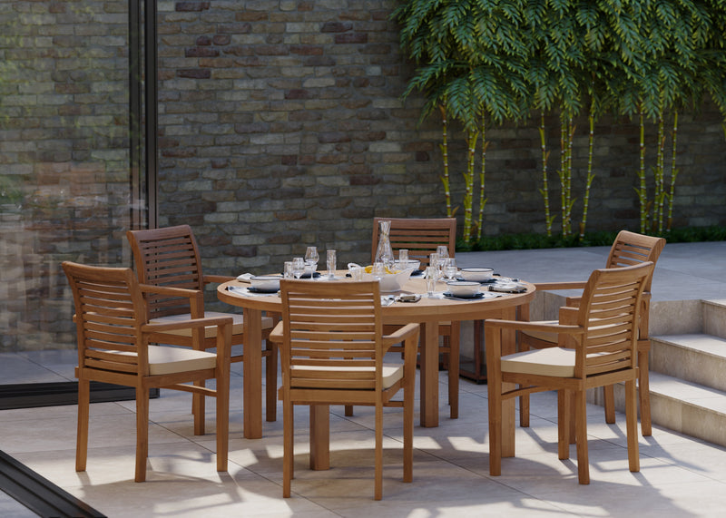 Luxor 150cm Round Table 4cm Top (6 Oxford Stacking Chairs) Cushions included.