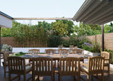 Teak tuinmeubelen 2-3m rechthoek verlengende tafel 4cm top (10 Warwick stoelen) inclusief kussens.