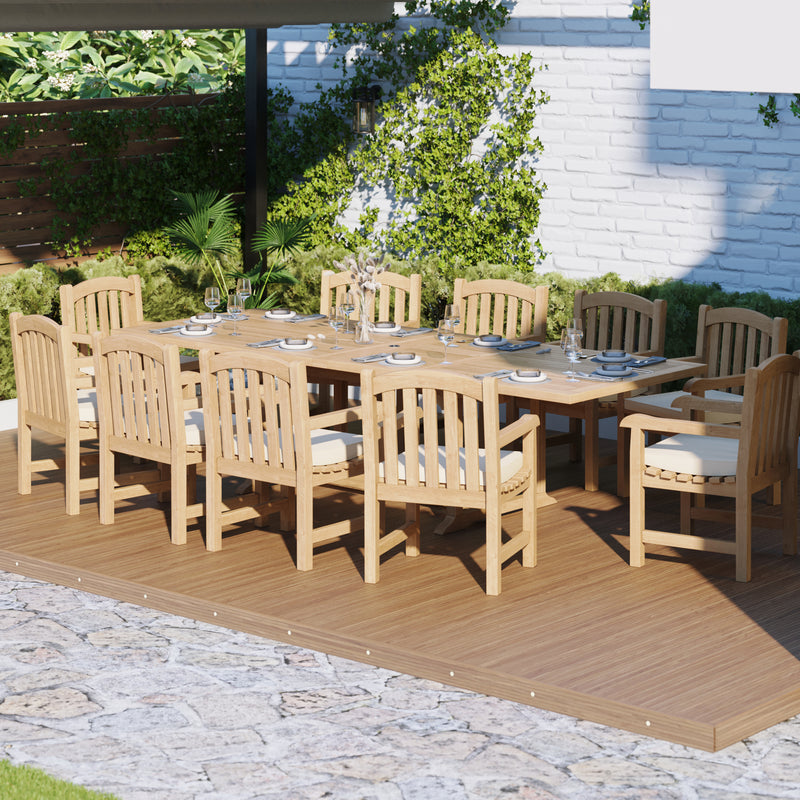 Teakholz Gartenmöbel-Set – ausziehbarer rechteckiger Gartentisch 2–3 m