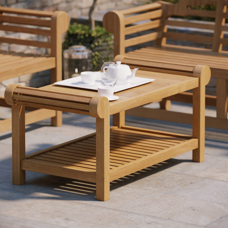 Teak Lutyens Coffee Set ( 1 x Bench, 1 x Coffee Table)