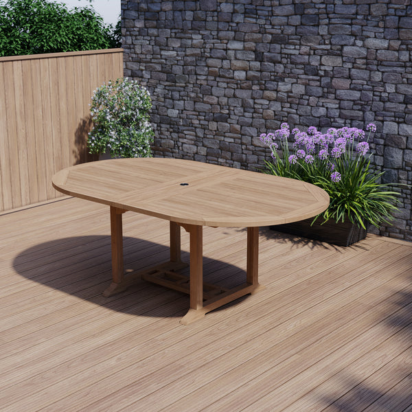 Teak garden furniture 200-300cm oval extendable table