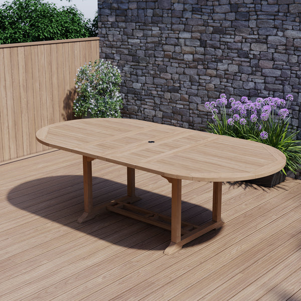 Teak Gartenmöbel Oval 180 - 240 cm Ausziehbarer Tisch