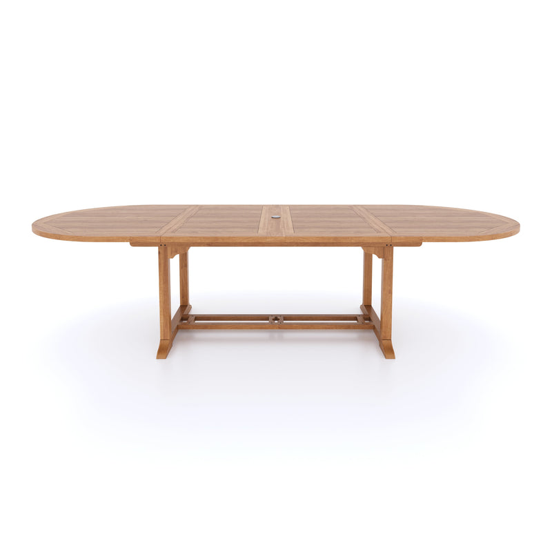 Giant Teak Oval Set 200cm-300cm Extending Table with 12 Henley Stacking Chairs