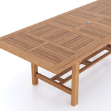 Mobiliario de jardín en teca, mesa extensible rectangular de 180-240 cm, tapa de 4 cm.