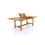 Muebles de jardín de teca rectangulares, mesa extensible de 180-240 cm (8 sillas apilables), cojines incluidos