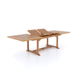 Teak Gartenmöbel Set 200-300cm Ausziehbarer Rechteckiger Tisch (10 Oxford Stapelstühle) Inklusive Kissen.