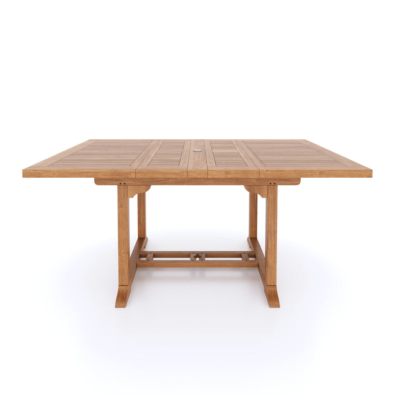 Teak garden furniture 120-170cm square to rectangular extendable table 4cm top.