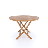 Teak garden furniture spiral 120 cm round folding table