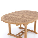 Tavolo estraibile da rotondo a ovale con doppio foglio di teak, piatto da 4cm, 120cm-170cm