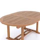 CLEARANCE Teak 180-240cm Oval Extending Table 4cm Top (6 Oxford Stacking Chairs 2 San Francisco Benches) Cushions included.