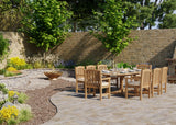 Teak 180-240cm Oval Extending Table, 4cm Top with 8 Warwick Chairs, Free Cushions.