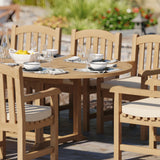 Teak 180-240cm Oval Extending Table, 4cm Top with 8 Warwick Chairs, Free Cushions.