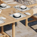 Teak 180-240cm Oval Extending Table, 4cm Top with 8 Warwick Chairs, Free Cushions.