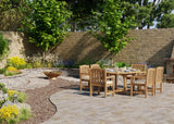 Teak Round to Oval 120-170cm Extending Table, 4cm Top with 6 Warwick Chairs, Free Cushions.