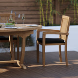 Set di mobili da giardino in teak 2m Sunshine Tavolo 4cm Top (con 6 sedie Henley) Compresi i cuscini.