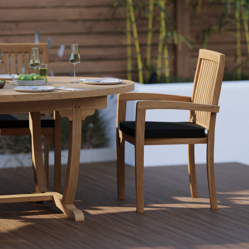 Set di mobili da giardino in teak 2m Sunshine Tavolo 4cm Top (con 6 sedie Henley) Compresi i cuscini.