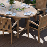 Set di mobili da giardino in teak 2m Sunshine Tavolo 4cm Top (con 6 sedie Henley) Compresi i cuscini.