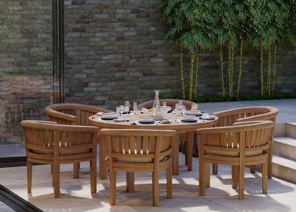 Luxor 150cm Round Table Table, 4cm Top (6 San Francisco Chairs) Cushions included.