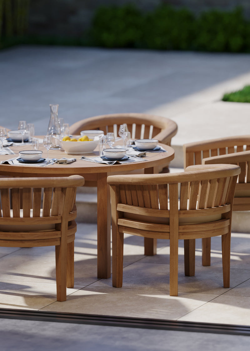 Luxor 150cm Round Table Table, 4cm Top (6 San Francisco Chairs) Cushions included.