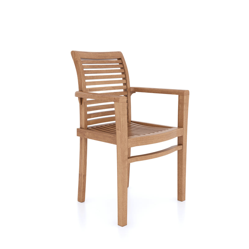 Ensemble de meubles de jardin en teck 2m Sunshine Table ovale 4cm Top (avec 4 chaises empilables Oxford, 2 chaises San Francisco) Coussins inclus.
