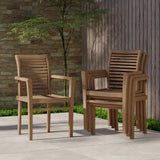 Teakholz Gartenstühle – Oxford, stapelbar, 2er Set