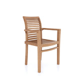 Teak garden furniture oval 180-240cm extendable table (8 x Oxford stacking chairs) including cushions.