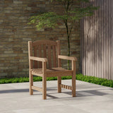 Set da pranzo in teak composto da un tavolo rotondo fisso Maximus da 180 cm e 8 sedie Warwick – Elegante set da giardino in teak