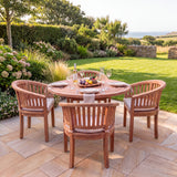 Teak Set 120cm Round Folding Spiral Table (4 San Francisco Chairs) - Elegant Teak Outdoor Dining Set - UK and Ireland garden setting - image 3