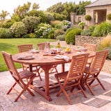 Teak Round to Oval 120-170cm Extending Table 4cm Top (6 Hampton Folding Chairs) - Versatile Teak Outdoor Dining Set - UK and Ireland garden setting - image 2