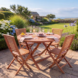 Teak Set 120cm Sunshine Folding Table (4 Folding Chairs) Cushions included - Contemporary Teak Garden Furniture Set - UK and Ireland garden setting - image 3