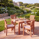 Teak Set 90cm Square Table with 4 Oxford Chairs (Cushions Included): Space-Saving Outdoor Dining Set - UK and Ireland garden setting - image 1
