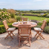 Teak Set 120cm Spiral Folding Table with 4 Folding Chairs: Compact Outdoor Dining Set with Folding Design - UK and Ireland garden setting - image 4