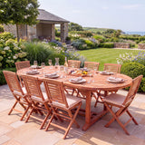 Teak Oval 180-240cm Extending Table 4cm Top (8 Hampton Chairs) - Premium Teak Outdoor Dining Set - UK and Ireland garden setting - image 2