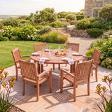 Maximus 150cm Round Teak Garden Dining Set with 6 Henley Stacking Chairs - Compact Outdoor Dining Set - UK and Ireland garden setting - image 3