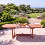 Teak garden furniture 200-300cm oval extendable table 4cm Top
