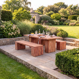 Belgravia Teak Bench Dining Set - Contemporary Teak Outdoor Dining Set - UK and Ireland garden setting - image 1