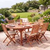 Teak Round to Oval 120-170cm Extending Table 4cm Top (6 Hampton Folding Chairs) - Versatile Teak Outdoor Dining Set - UK and Ireland garden setting - image 4