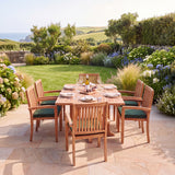 Teak Square to Rectangle 120-170cm Extending Table 4cm Top (6 Henley Stacking Chairs) - Premium Teak Outdoor Dining Set - UK and Ireland garden setting - image 1