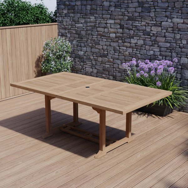 Teak Gartenmöbel 200-300cm Rechteckiger ausziehbarer Tisch.